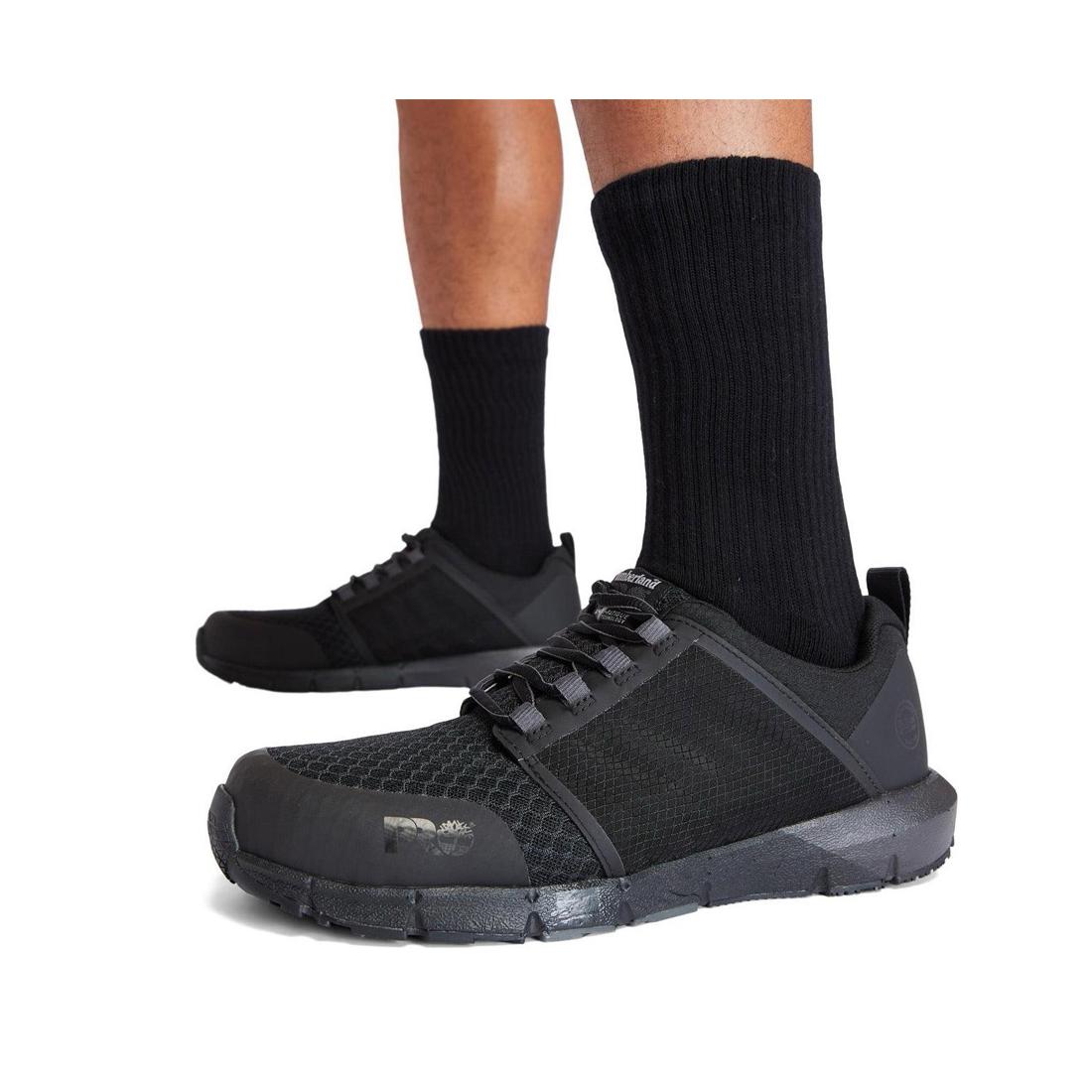 Radius Composite Toe Work Shoes for Men - Black Safety Boots with Non-Slip Sole | Perfect for Construction, Warehouse & Industrial Work