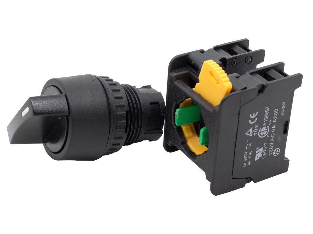 CS-223 Black 22mm Maintained Selector Switch 2NO 3 Positions - Industrial Control Panel & Machinery Selector Switch for Automation Equipment