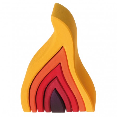 Grimm's Wooden Rainbow Stacking Toy - Natural Wood Fire-Shaped Blocks for Kids, Montessori Educational Toys for Toddlers - Perfect for Sensory Play, Learning Colors, and Creative Building at Home or Classroom