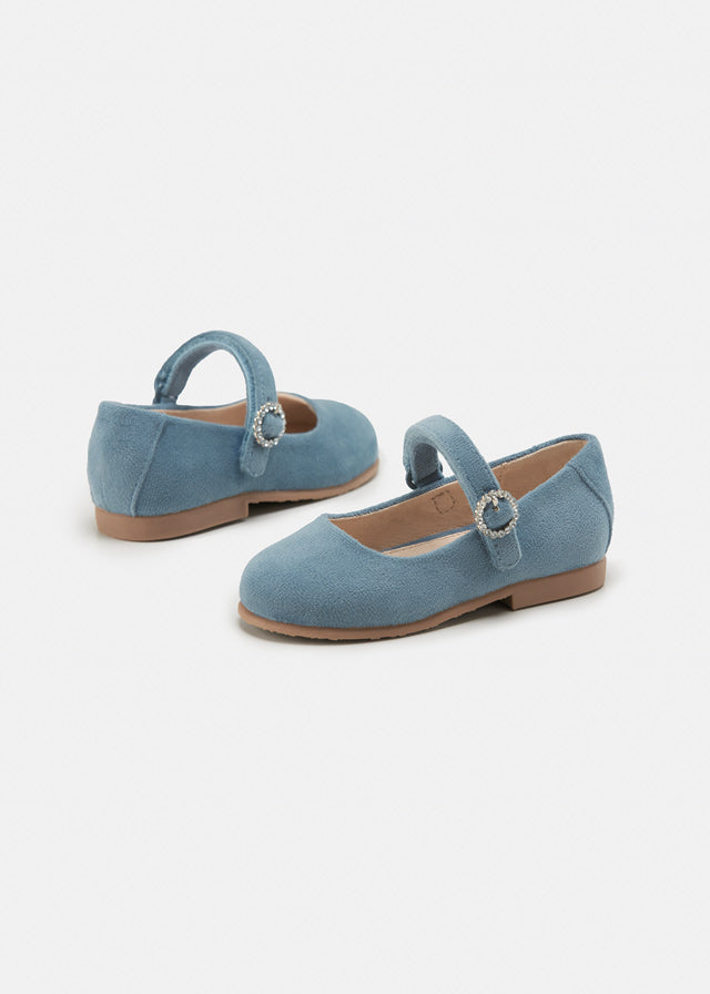 Velvet Mary Janes for Baby Girls - Soft Light Blue Baby Shoes for First Walkers, Comfortable & Stylish - Perfect for Parties, Photos, and Special Occasions