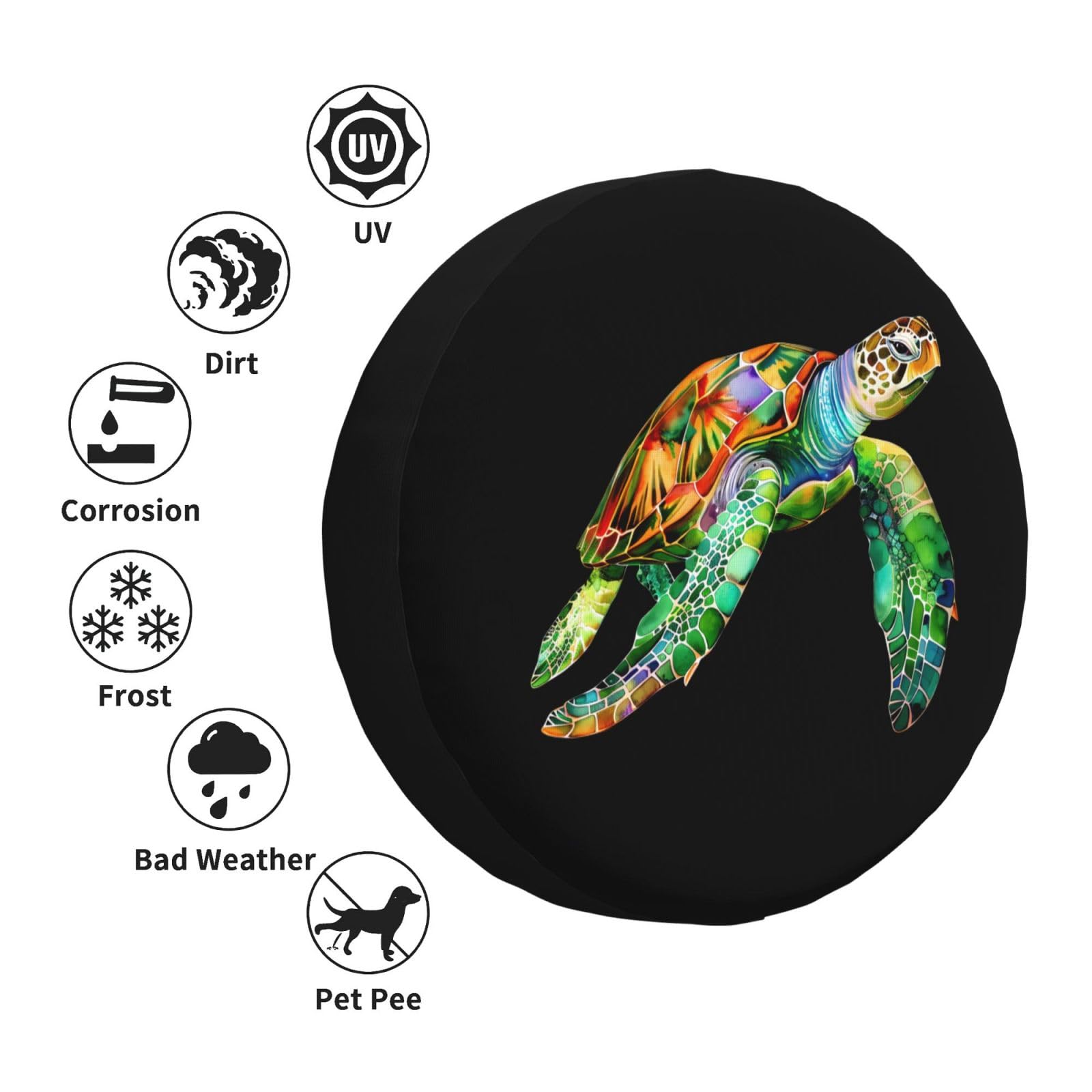 Waterproof UV-Resistant 15 Inch Sea Turtle Spare Tire Cover for Trailers, RVs, SUVs - Durable Wheel Protection for Outdoor Adventures & Road Trips