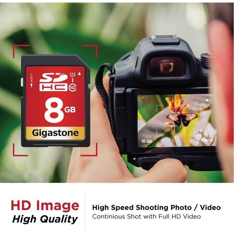Gigastone 8GB 10-Pack or 32GB 2-Pack SDHC Memory Cards - High-Speed Storage for Cameras, Drones & Gaming Consoles