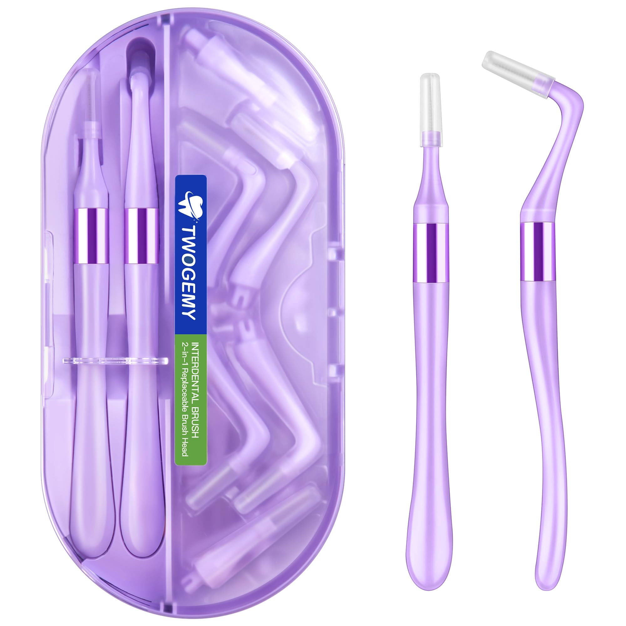 Portable Interdental Brush Set - 18 Count Soft Dental Cleaning Brushes (0.8mm, L-Type & I-Type Heads) for Effective Plaque Removal Between Teeth | Travel-Friendly Oral Care Kit for Home, Office & On-The-Go Use (Purple)