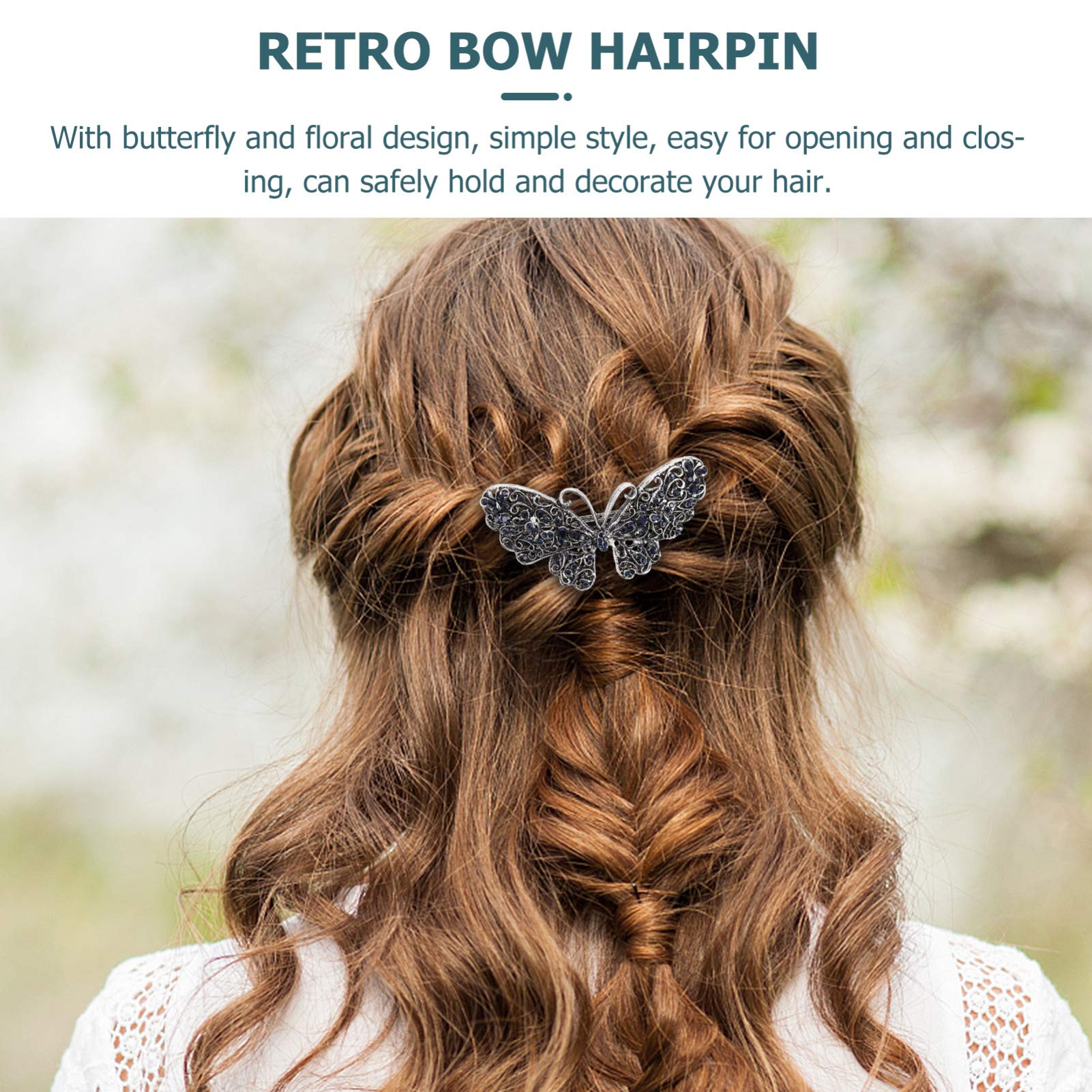 Beaupretty Crystal Rhinestones Hair Barrettes - 6pcs Vintage French Hair Clips with Butterfly Design for Women & Girls - Perfect for Bridal, Party, Prom, and Everyday Wear