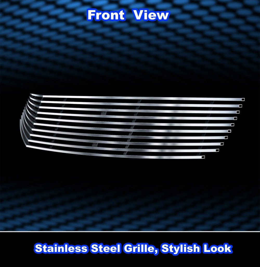 APS Compatible with Chevy Camaro 2010-2013 Phantom Style Main Upper Stainless Steel Silver Horizontal Billet Front Grill Grille Insert C66845C - Upgrade Your Car's Appearance for Street Shows & Custom Builds