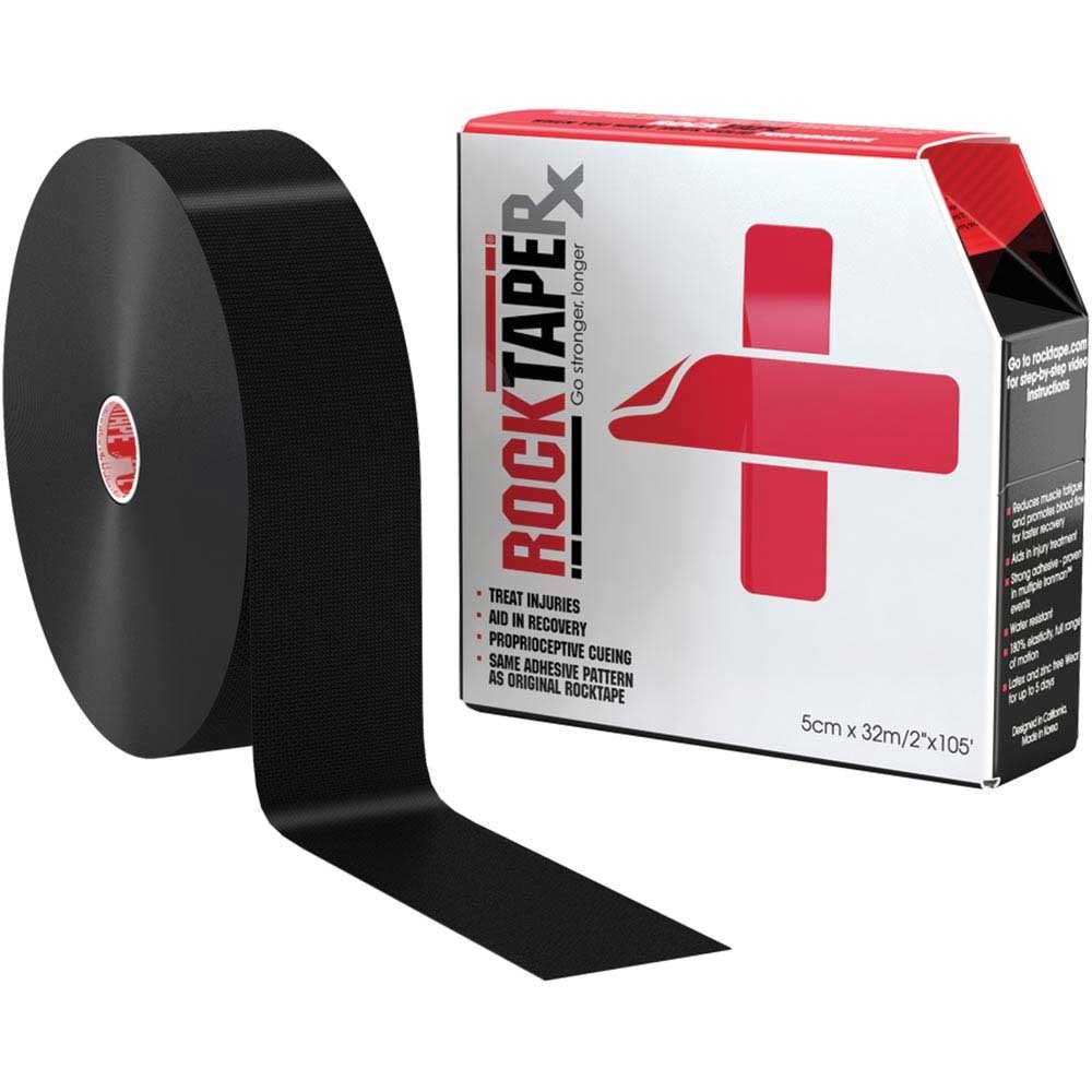 RockTape RX Sensitive-Skin 2-Inch Kinesiology Tape - 105-Foot Bulk Roll (Black) | Hypoallergenic Athletic Tape for Sensitive Skin | Perfect for Sports Recovery, Joint Support & Muscle Pain Relief