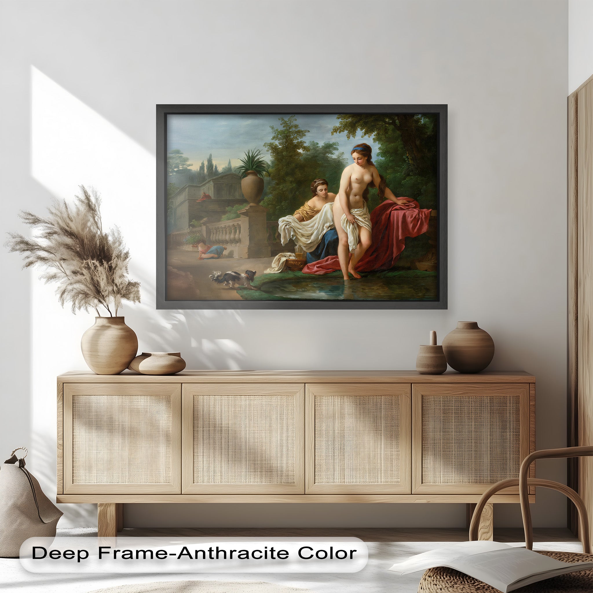 Neoclassical Elegance Oil Painting - Garden Bathing Scene Artwork for Home Decor & Living Room Wall Art