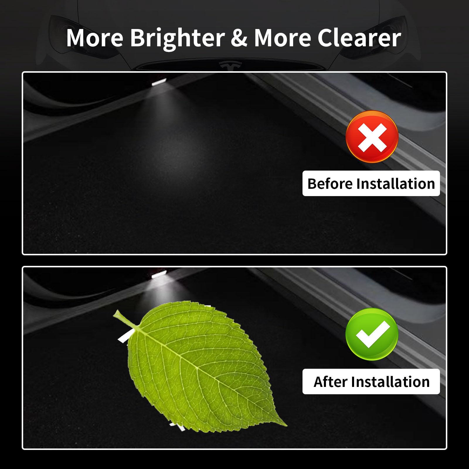 4PCS Upgraded Tesla Puddle Lights - Ultra-Bright LED 3D Laser Ghost Shadow Projector for Model 3/Y/S/X - Waterproof Car Door Logo Lights with Never Fade Welcome Step Courtesy - Easy Plug & Play Installation - Perfect for Nighttime Parking & Luxury Car Customization