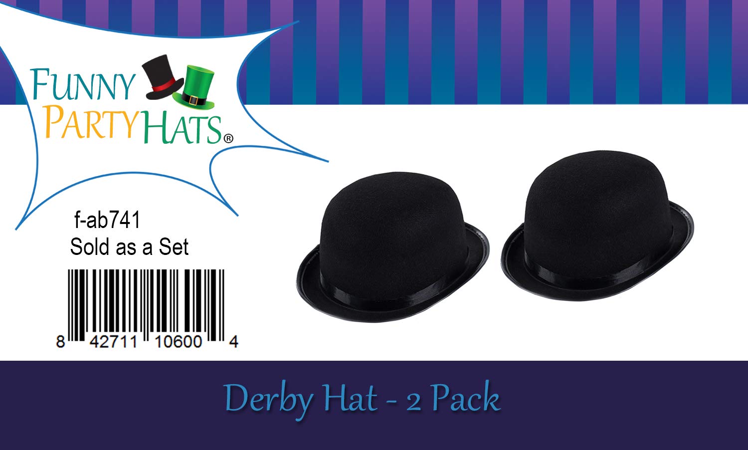 Funny Derby Bowler Hat for Men & Women - Unisex Vintage Costume Party Hat - Perfect for Halloween, Cosplay, and Themed Events