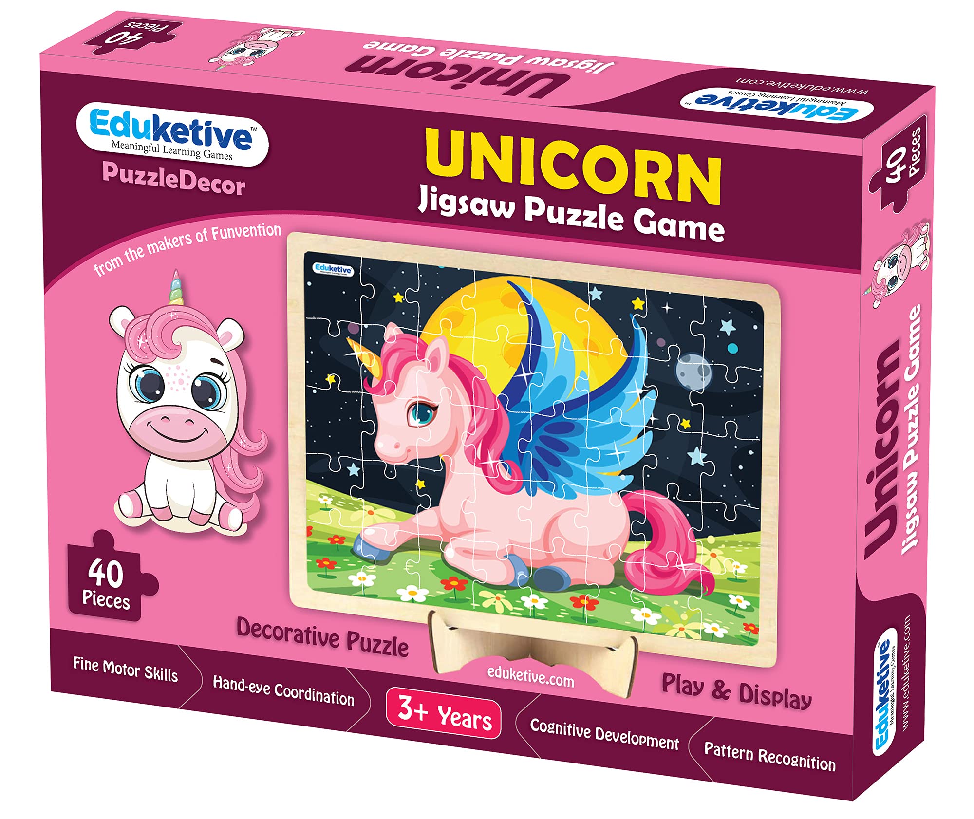 Eduketive Unicorn Jigsaw Puzzle - 40 Piece Decorative Puzzle with Stand for Kids Ages 3-9 | Preschool Learning Toy for Girls & Boys | Perfect for Birthday Gifts, Classroom Activities & Family Game Nights