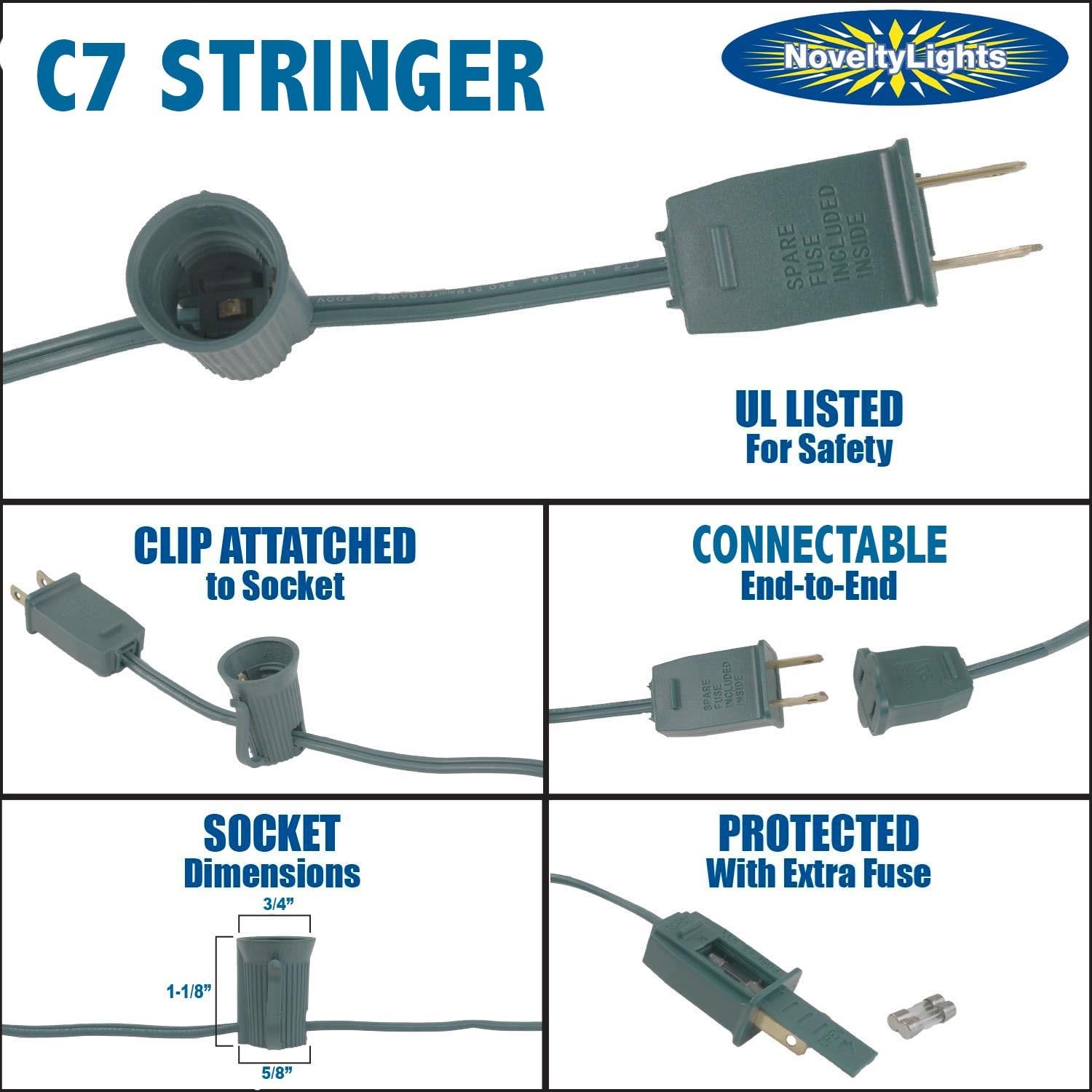 25ft C7 Outdoor Christmas String Lights with Candelabra Base (C7/E12) - 12