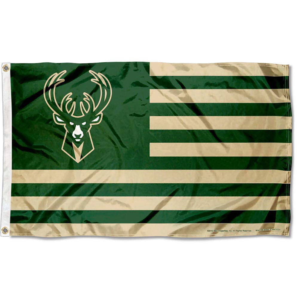 WinCraft Milwaukee Bucks Americana Stripes 3x5 Flag - Official NBA Team Banner for Game Day Decor, Tailgating & Fan Showcase
