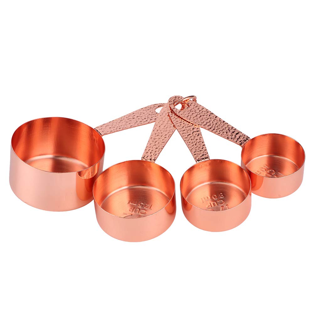 4PCS Rose Gold Stainless Steel Measuring Cups & Coffee Spoons with Scale - Premium Baking & Cooking Kitchen Tools Set for Home, Milk Tea Shop, Coffee Shop | Perfect for Measuring Coffee, Tea, Sugar & Baking Ingredients