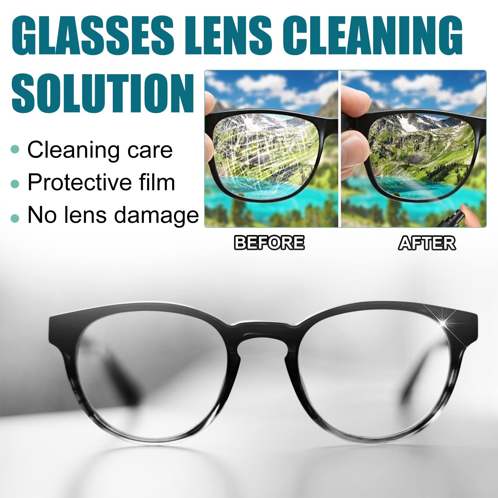 Professional Lens Scratch Remover Kit - Eyeglass Scratch Repair Solution with Cleaning Spray - Restores Scratched Glasses, Sunglasses & Screens - Perfect for Home, Office & Travel Use (1PC)