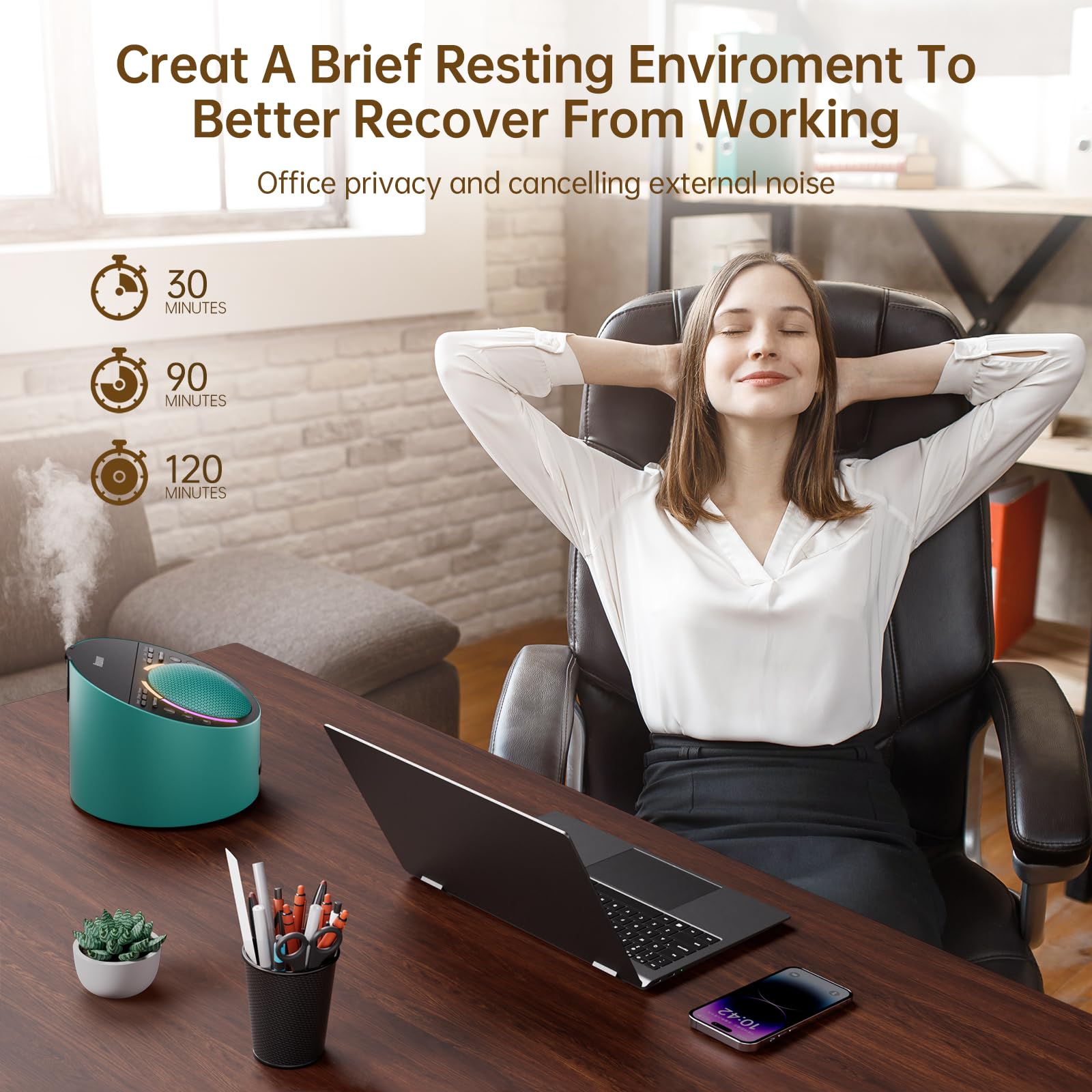 4-in-1 White Noise Sound Machine with Aromatherapy Diffuser - Schumann Wave Generator, Night Light & Sleep Therapy for Adults, Kids & Babies - Perfect for Bedroom, Nursery, Office & Home Relaxation