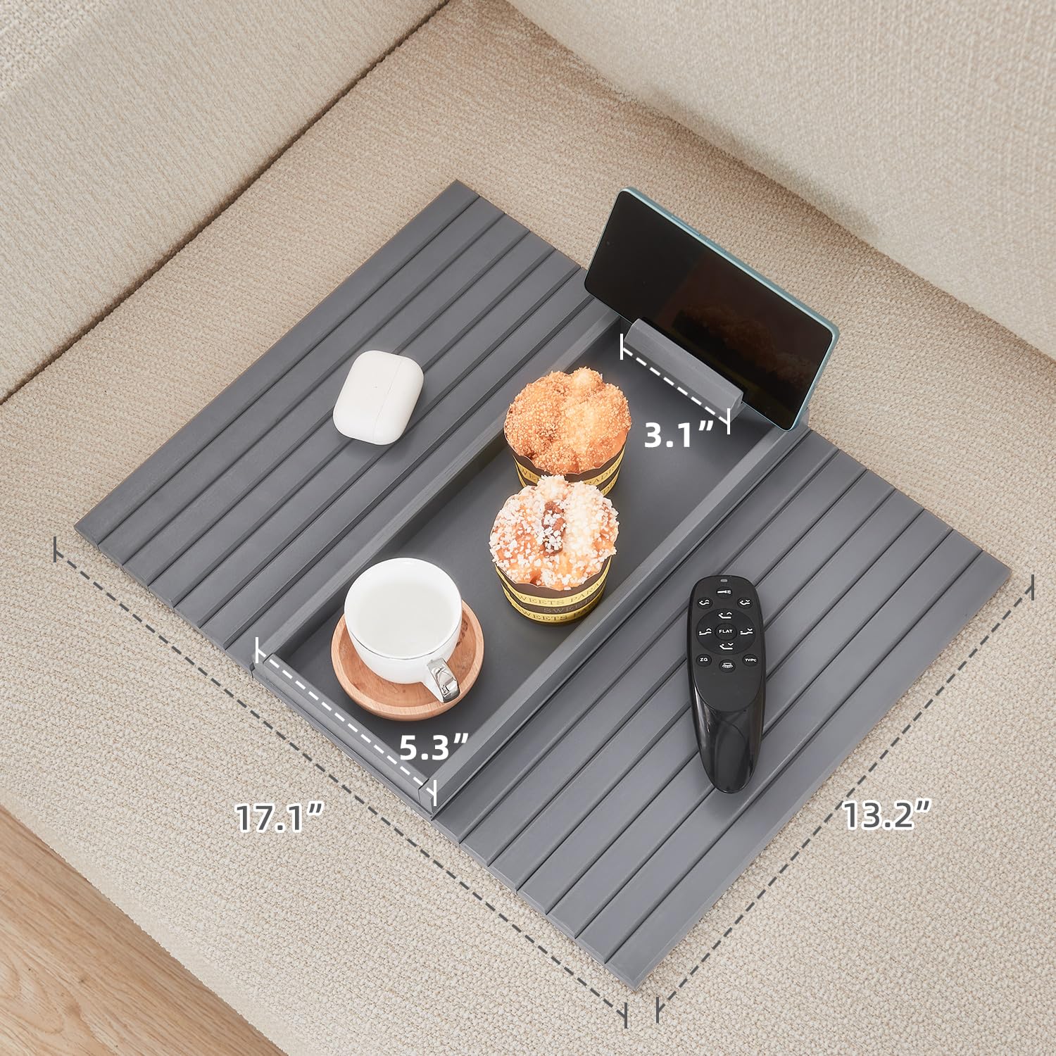 360° Rotating Bamboo Sofa Arm Tray - Foldable Side Table with Cup Holder for Snacks & Drinks - Perfect for Living Room Relaxation