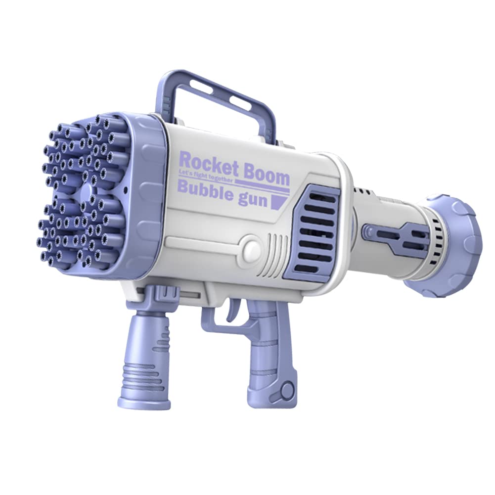 64-Hole Bubble Machine Rocket Launcher with Colorful LED Lights - Handheld Bubble Blower for Kids & Adults, Convertible Fan Toy - Perfect for Birthday Parties, Weddings, Outdoor Play & Family Fun (Blue)