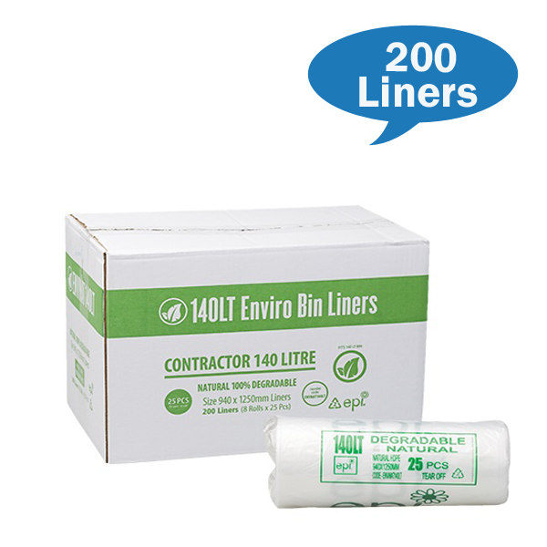 140Lt Contractor Heavy Duty Trash Bags - Eco-Friendly Natural Bin Liners Roll - Perfect for Construction Sites, Home Renovation & Large Waste Disposal