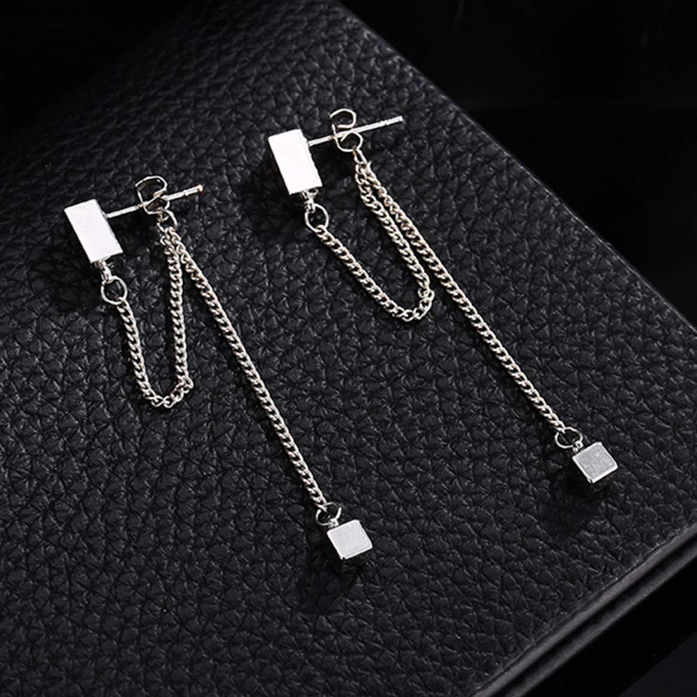 BARMI Women's Fashion Alloy Cube Long Chain Drop Dangle Earrings - Minimalist Statement Jewelry for Party, Wedding & Everyday Wear