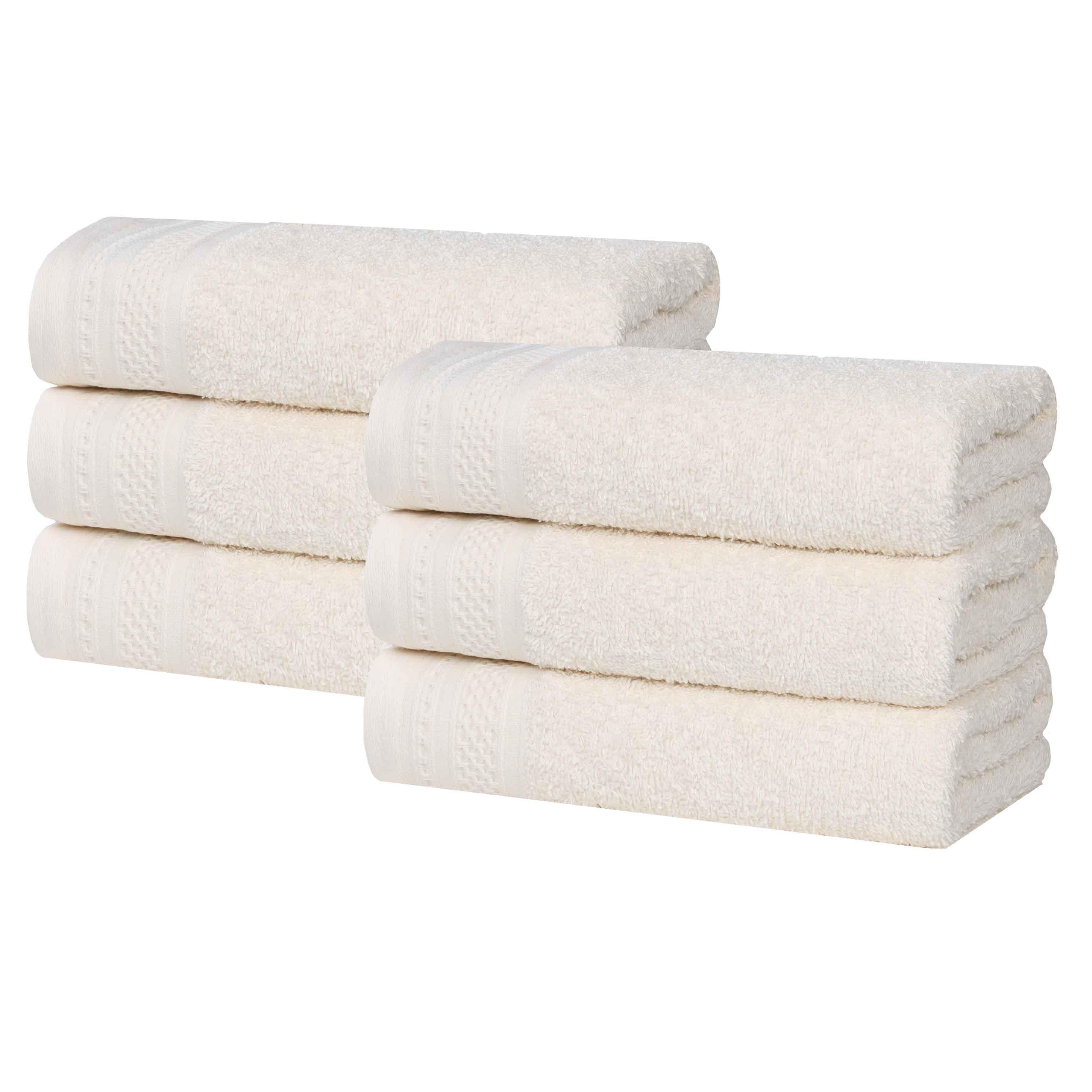 Premium Honeycomb Waffle Weave Cotton Hand Towels Set of 6 - Soft Absorbent Bath & Kitchen Towels for Guest Bathroom, Spa, Luxury Hotel Decor