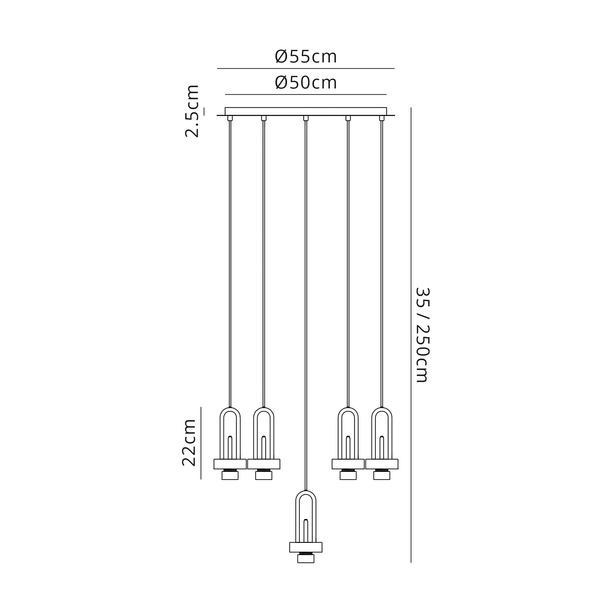 Stylish Cadiz 5-Light Cluster Pendant Light Fixture - Modern Ceiling Lighting for Dining Room, Kitchen & Living Room
