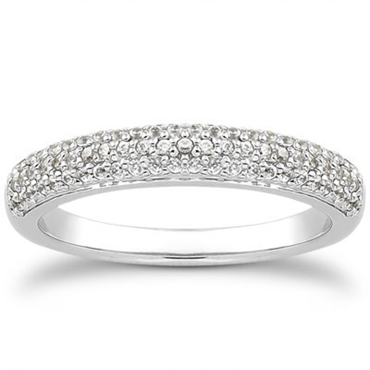 14K White Gold Triple Multi-Row Micro-Pave Diamond Wedding Ring Band for Women - Elegant Bridal Jewelry for Engagement, Anniversary & Special Occasions
