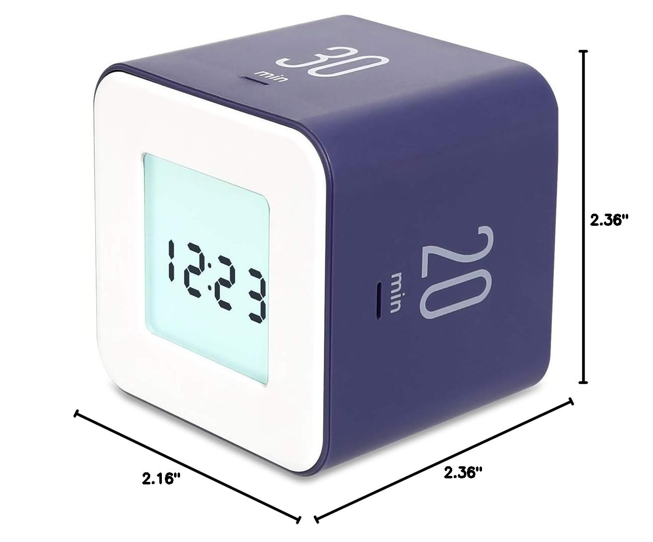 Mooas Multi Cube Timer Set - White (5/15/30/60 Minutes) & Violet (5/10/20/30 Minutes) - Digital Clock & Alarm Timer for Kitchen, Classroom, Office, Study and Productivity