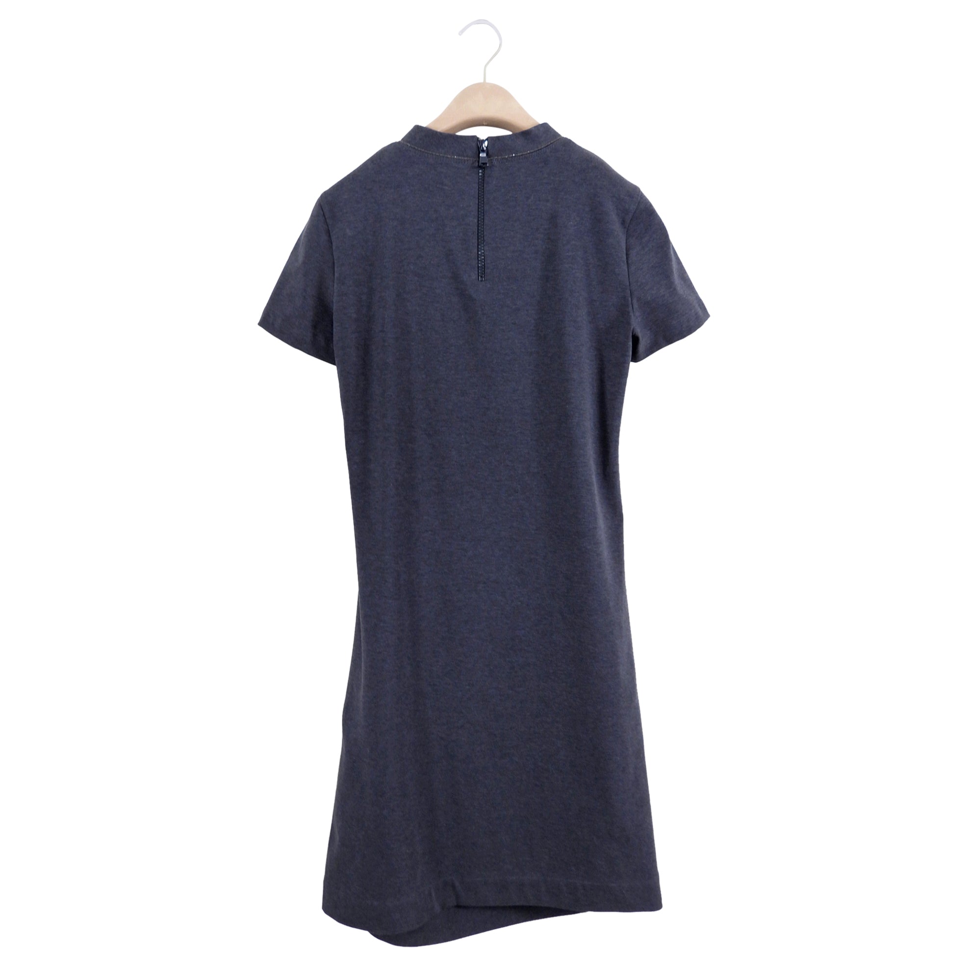 Brunello Cucinelli Grey Jersey Short Sleeve Dress for Women - Size S / 6 - Perfect for Summer Outings, Office Wear & Casual Elegance