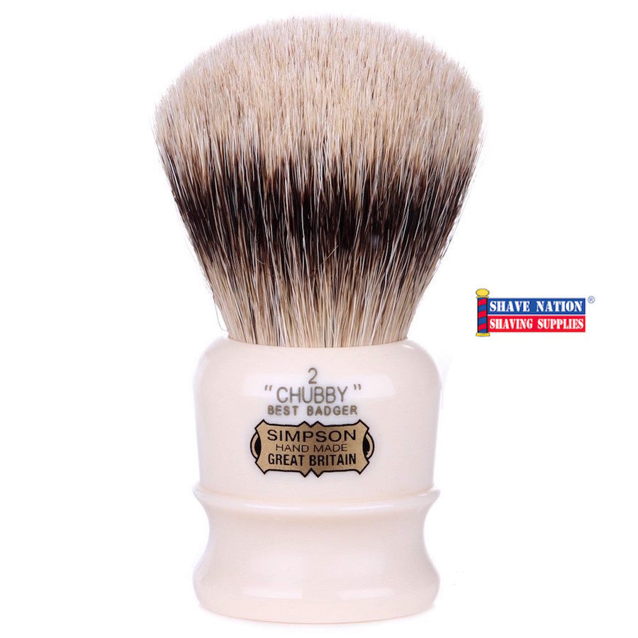 Simpsons Chubby 2 Shaving Brush - Best Badger Hair for Wet Shaving | Perfect for Traditional Shaving & Grooming Kits
