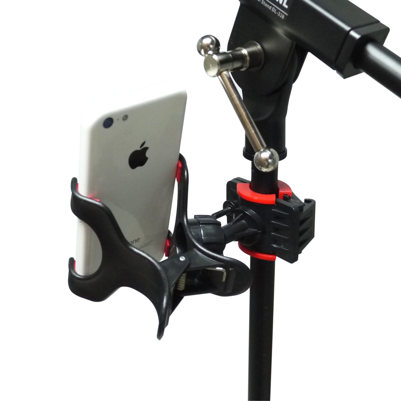 Mr.Power Universal Microphone Stand with Phone Holder - Compatible with iPhone & Samsung Smartphones - Perfect for Podcasting, Live Streaming & Recording Studios