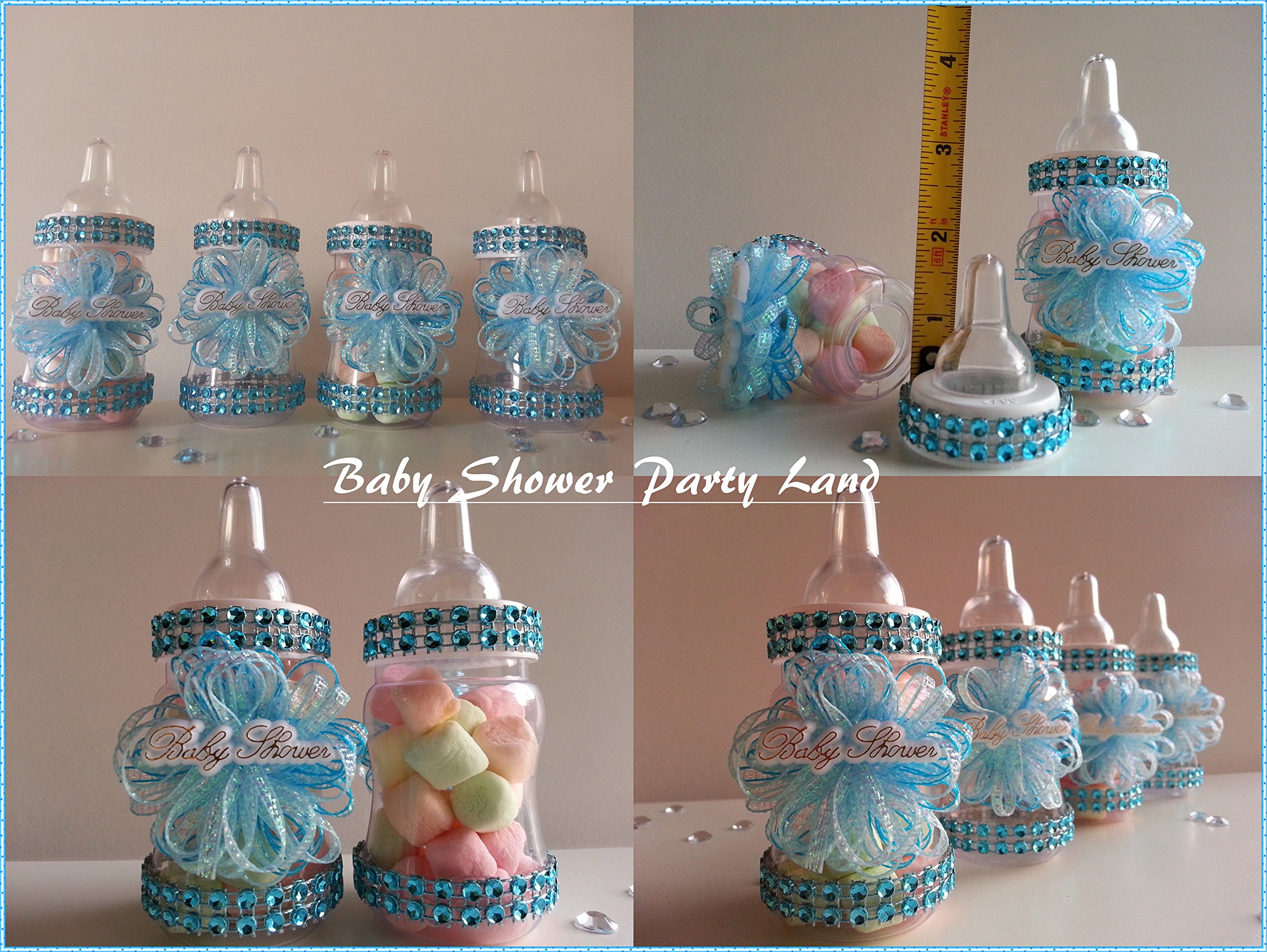 12 Pack Blue Fillable Plastic Bottles for Baby Shower Favors, Party Prizes, Games & Decorations - Perfect for Baby Boy Showers, Gender Reveals & Birthday Parties