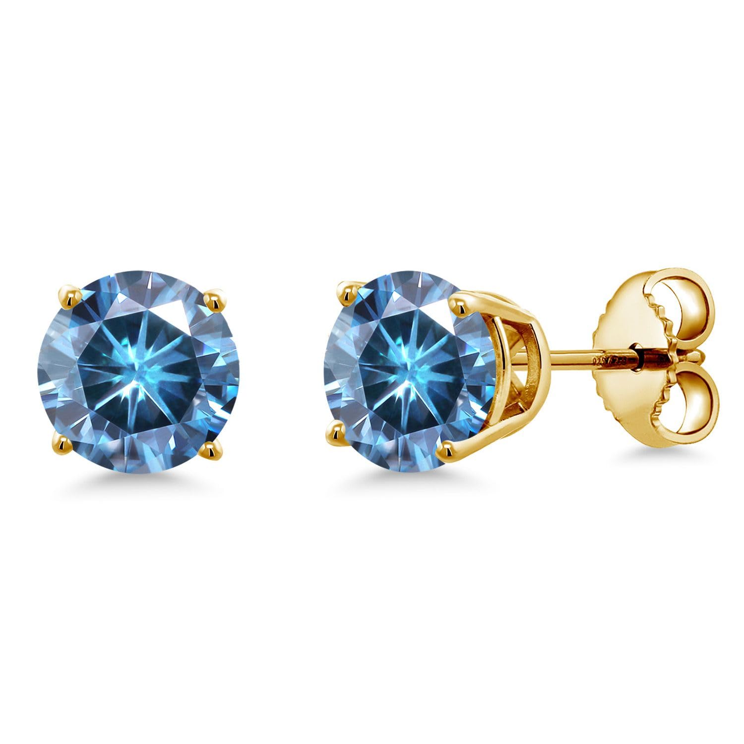 Gem Stone King 18K Gold Plated Sterling Silver 6MM Round Birthstone Stud Earrings for Women & Men | Personalized Zodiac Jewelry Gift for Birthday, Anniversary & Special Occasions