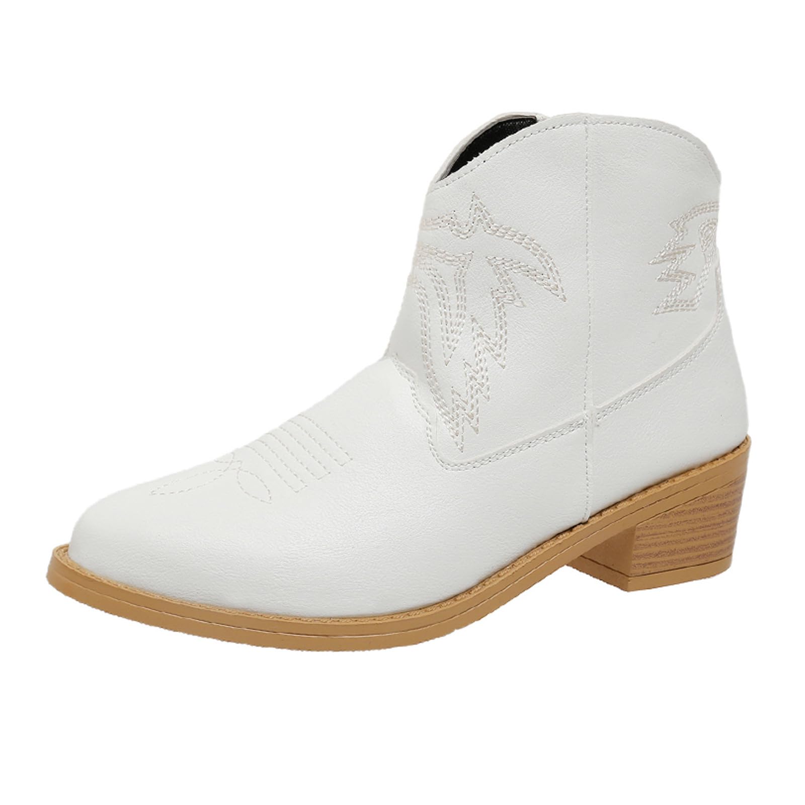 **Women's Cowgirl Boots - Fashion Print Arch Support Ankle Boots with Low Chunky Heel & Pointed Toe | Casual Western Style for Everyday Wear, Country Music Festivals & Rodeo Events**
