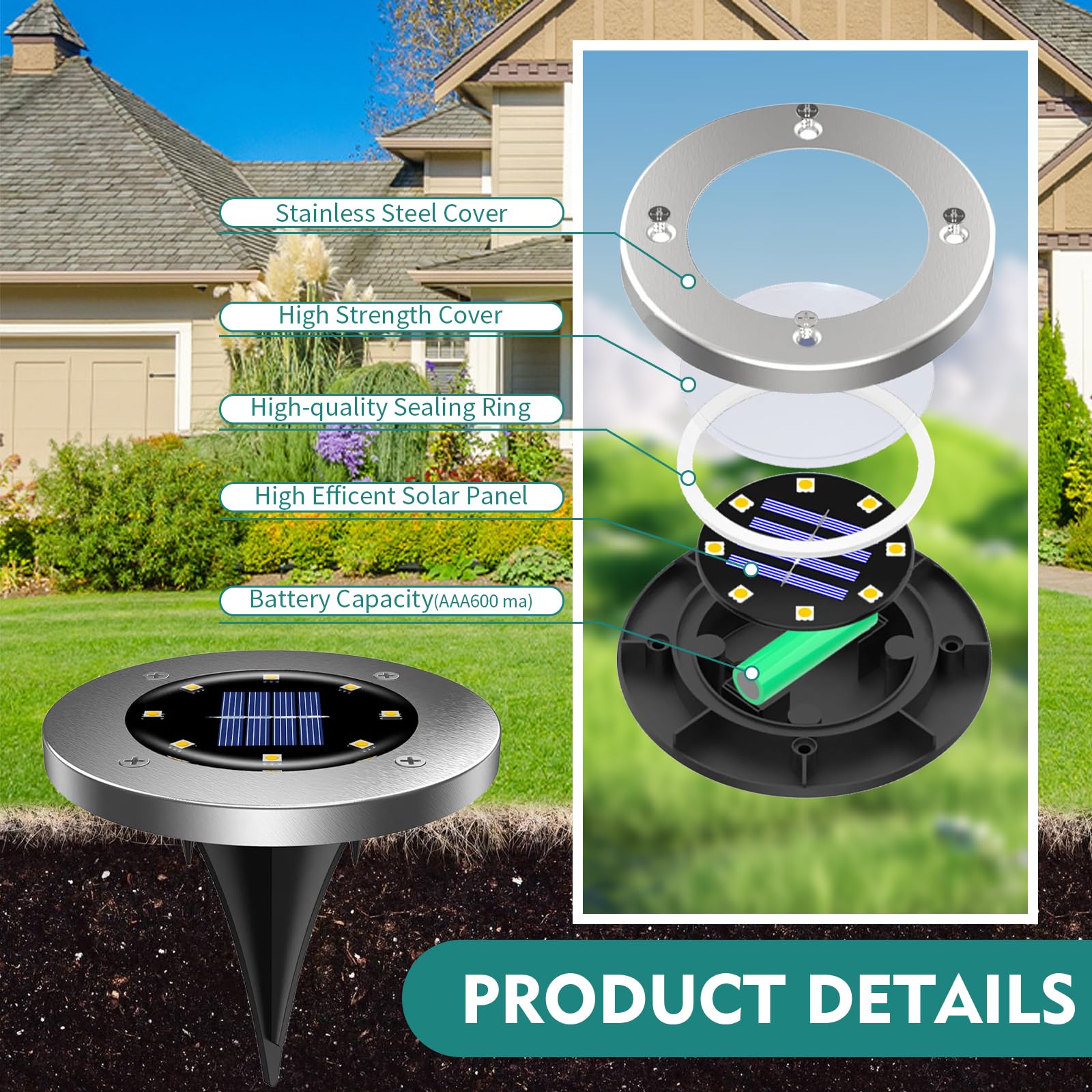 12 Pack Solar Outdoor Lights - Waterproof Solar Garden Lights for Pathway, Lawn, Yard, Deck & Driveway | Landscape Lighting for Patio & Walkway | Perfect for Outdoor Decor, Backyard & Garden Lighting