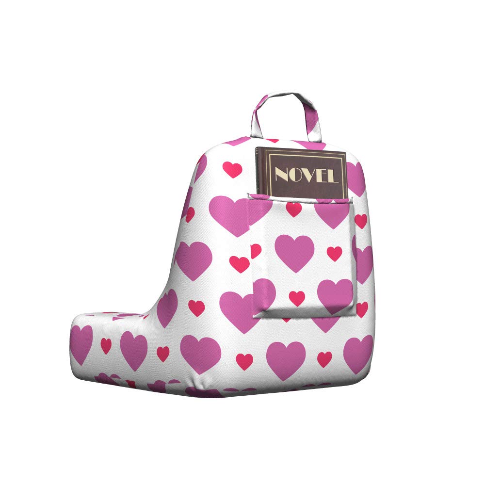 Ambesonne Valentine's Day Reading Pillow Cover - Soft Fabric Printed Bed Rest Case with Love Heart Pattern in Fuchsia & Dark Pink | Perfect for Cozy Reading, Gift Giving & Home Decor
