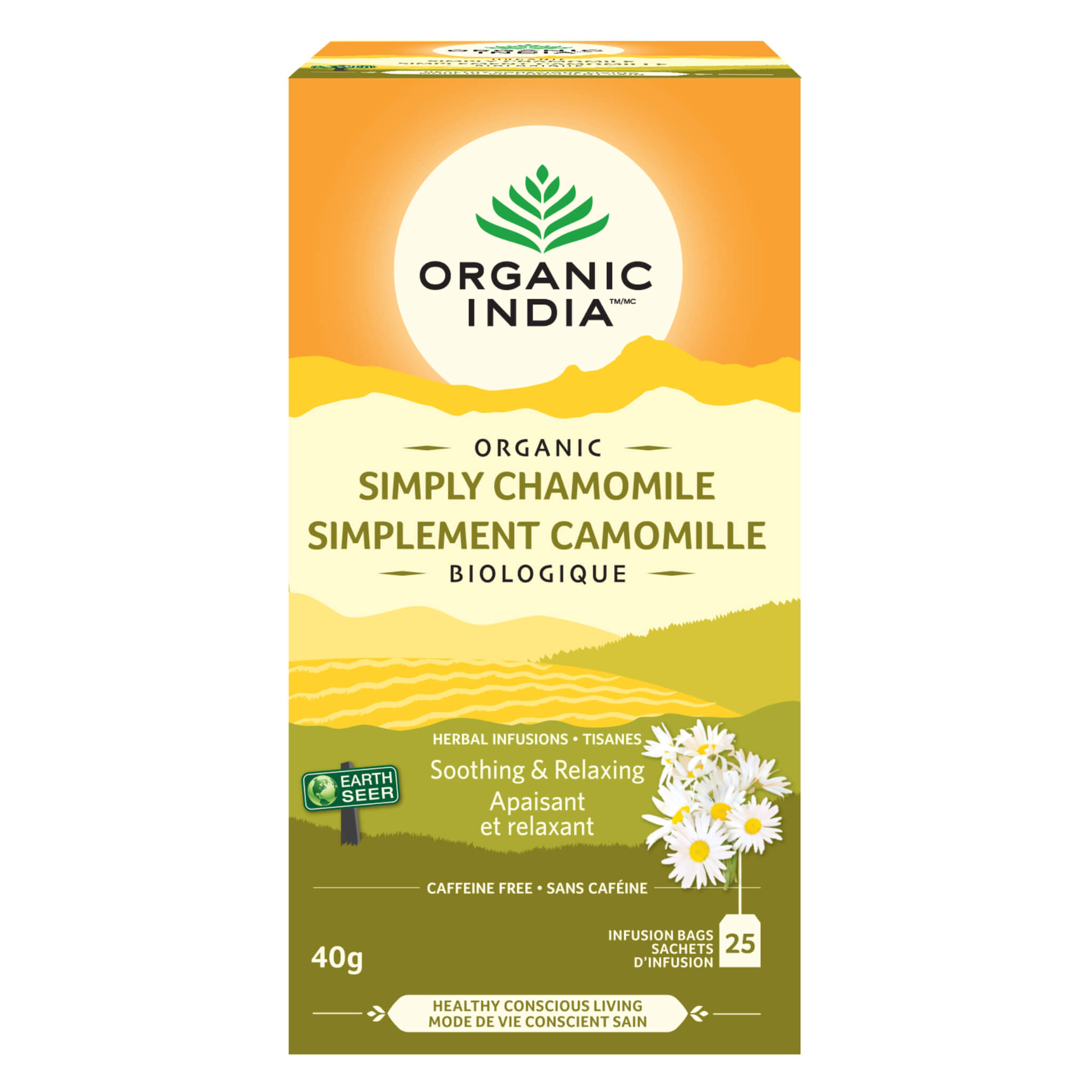 Organic Tulsi Simply Chamomile Herbal Tea - Stress Relief & Relaxation Blend - Perfect for Evening Relaxation, Meditation & Better Sleep