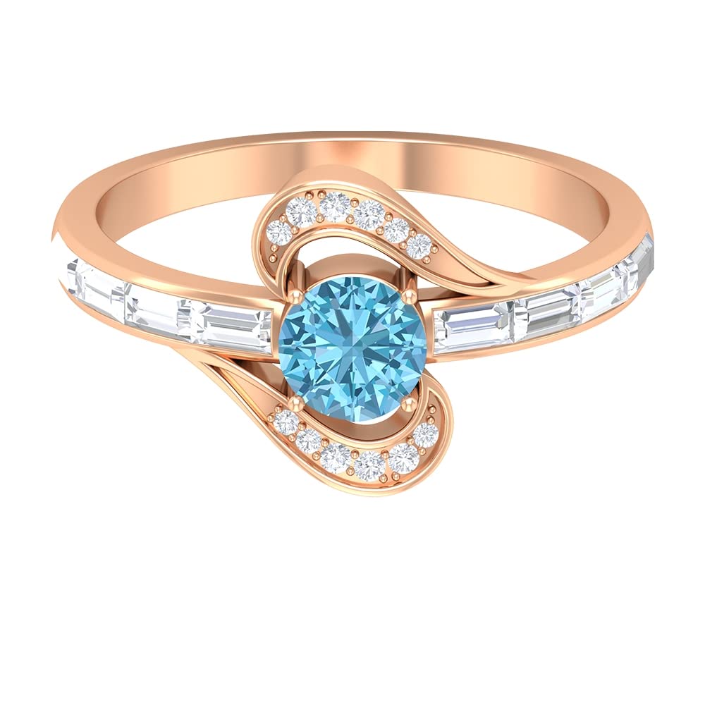 3/4 CT Aquamarine and Diamond Accent Engagement Ring in 14K Solid Gold – Elegant Contemporary Wedding Ring for Women, Perfect for Proposals, Anniversaries, and Special Occasions