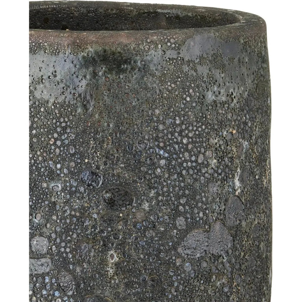25 in. Elias Ceramic Black Planter - Large Indoor/Outdoor Flower Pot for Plants, Succulents & Home Decor - Perfect for Living Room, Patio, Garden & Office Decorations