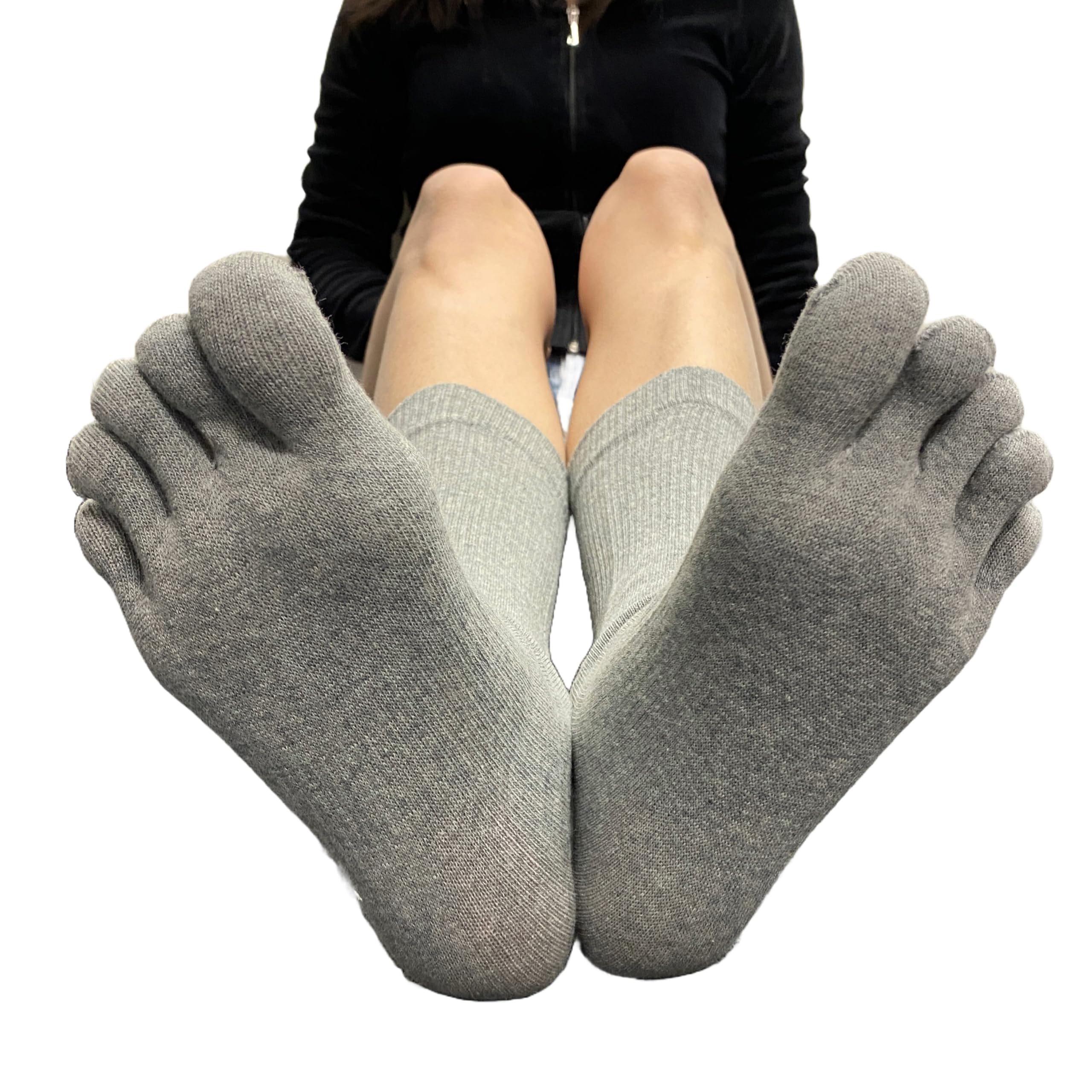 COUVER Men's 5 Toe Socks - Quarter to Mid Calf Length Toed Socks for Running, Yoga & Outdoor Activities - Breathable & Comfortable Toe Separator Socks