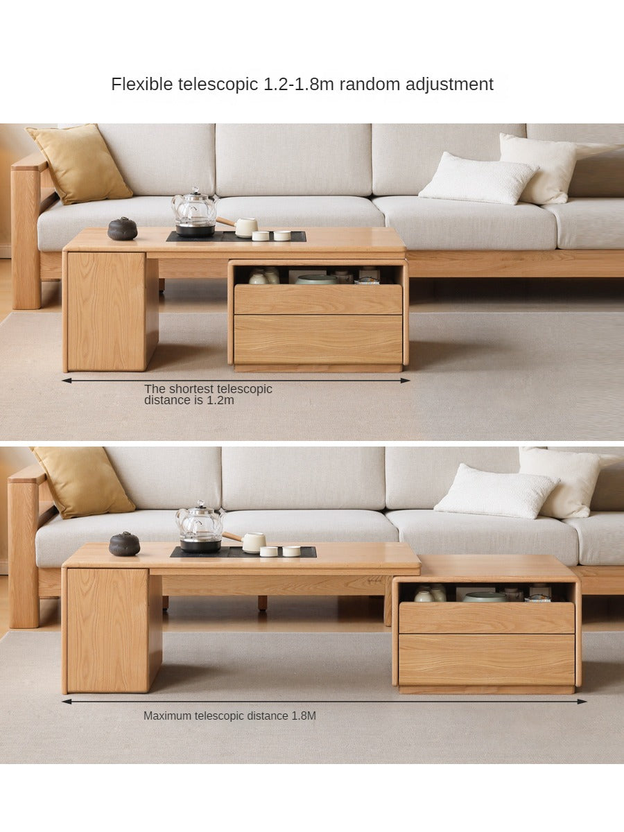 Solid Oak Wood Extendable Modern Coffee Table - Perfect for Living Room, Lounge, and Small Spaces