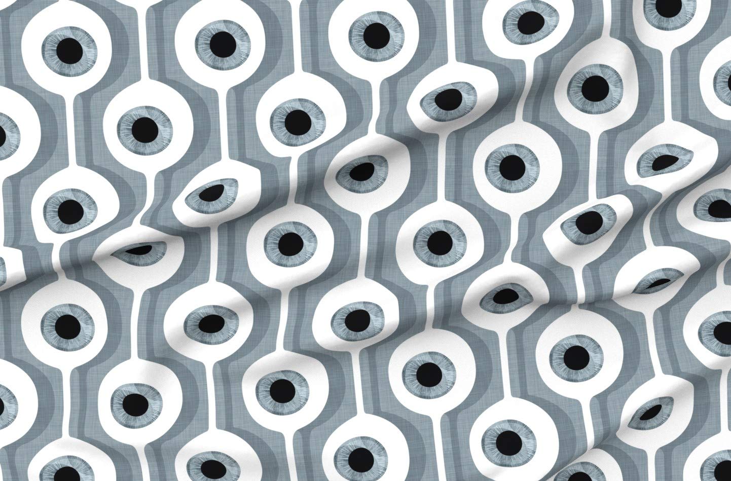 Eyes Pods Retro Mid Century Modern Gray Geometric Printed Velvet Upholstery Fabric by The Yard - Home Decor, Furniture, Apparel & DIY Projects | Spoonflower Premium Fabric
