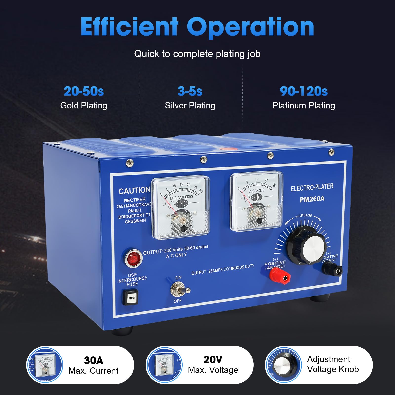 30A 110V Gold Plating Machine for Jewelry - Professional Electroplating Rectifier with Multiple Layer Coating | Perfect for Jewelry Making, Watch Repair & Metal Crafting