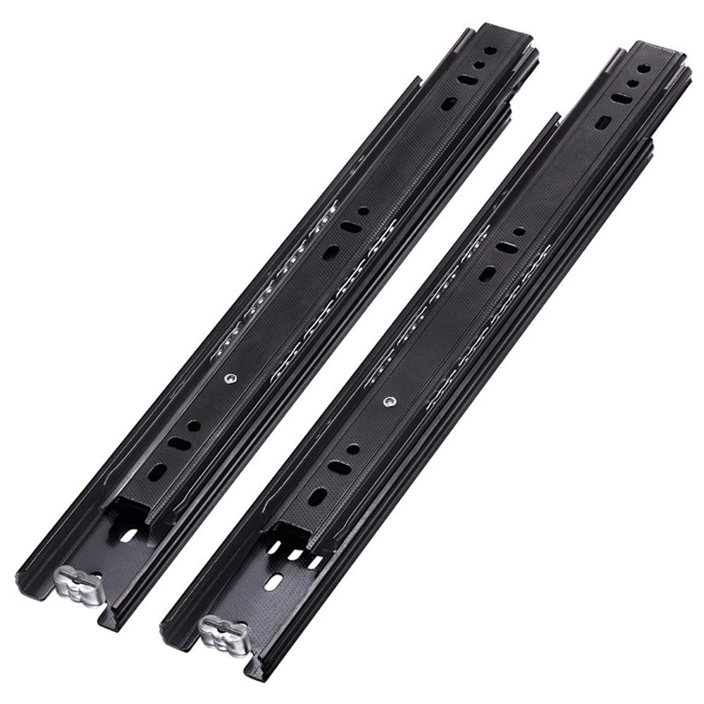 Premium Soft Close Drawer Slides - Push to Open, 3-Section Side Mount Drawer Runners, Heavy Duty Black Steel for Smooth & Quiet Operation - Perfect for Living Room, Bedroom, Kitchen Cabinets & Nightstands (16 Inch/400mm)