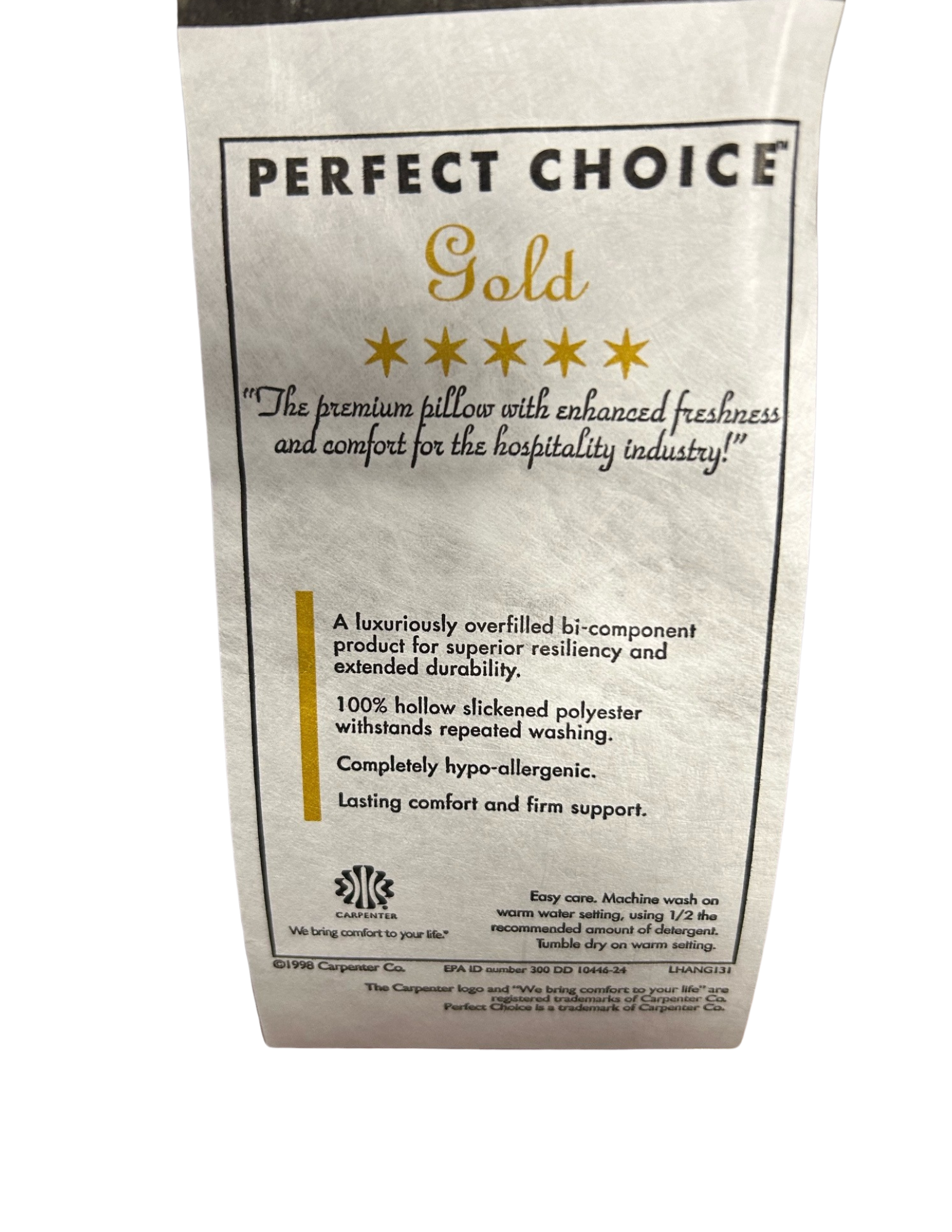 Premium Gold Pillow by Carpenter Co. | Hypoallergenic Luxury Bed Pillow | Made in USA | Perfect for Side Sleepers & Neck Support
