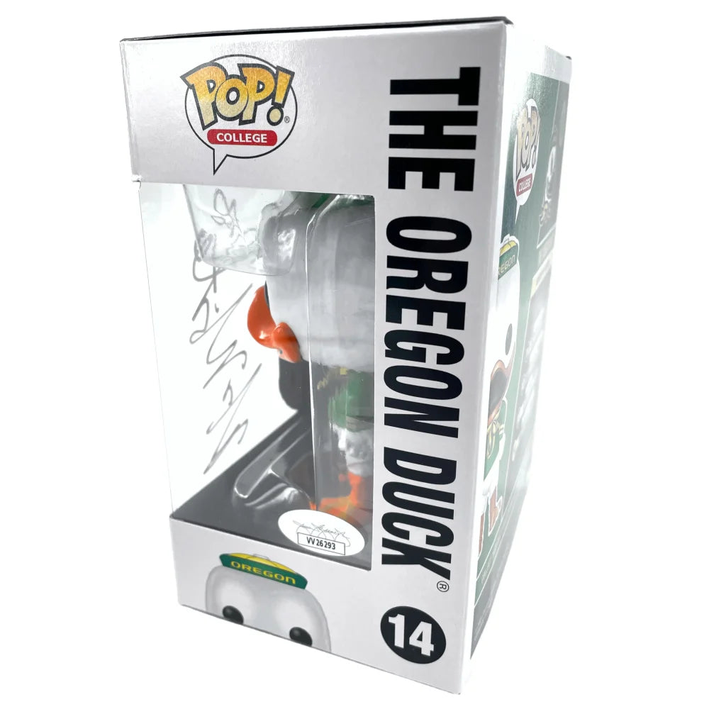 Marcus Mariota Autographed Funko Pop #14 Oregon Ducks - JSA Certified Signed Mascot Heisman Trophy Winner - Perfect for NFL Collectors & Oregon Ducks Fans Display