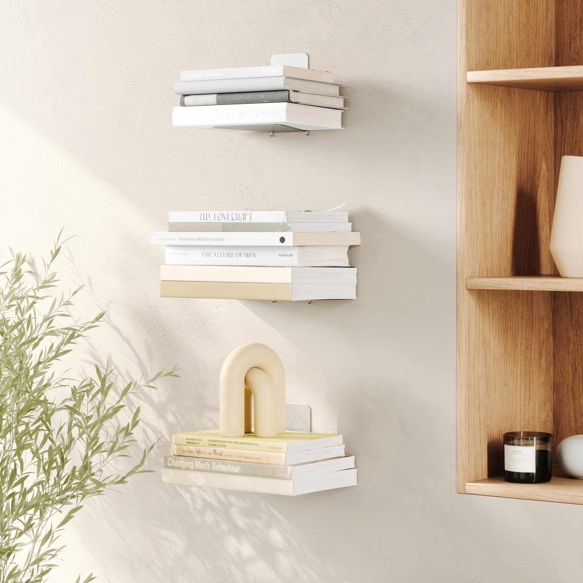 3-Piece Concealed Floating Shelves Set - Invisible Wall Shelves for Home Decor, Bathroom, Living Room & Bedroom Storage | Easy Installation & Space-Saving Design