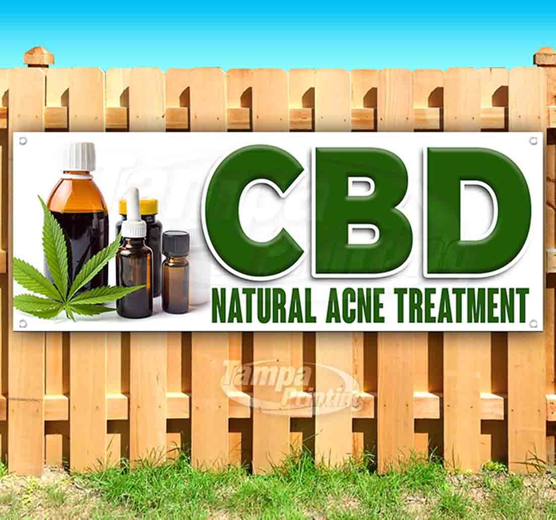 Natural CBD Acne Treatment Cream - 13 oz | Heavy-Duty Vinyl Banner with Metal Grommets | Perfect for Trade Shows, Events & Store Promotions