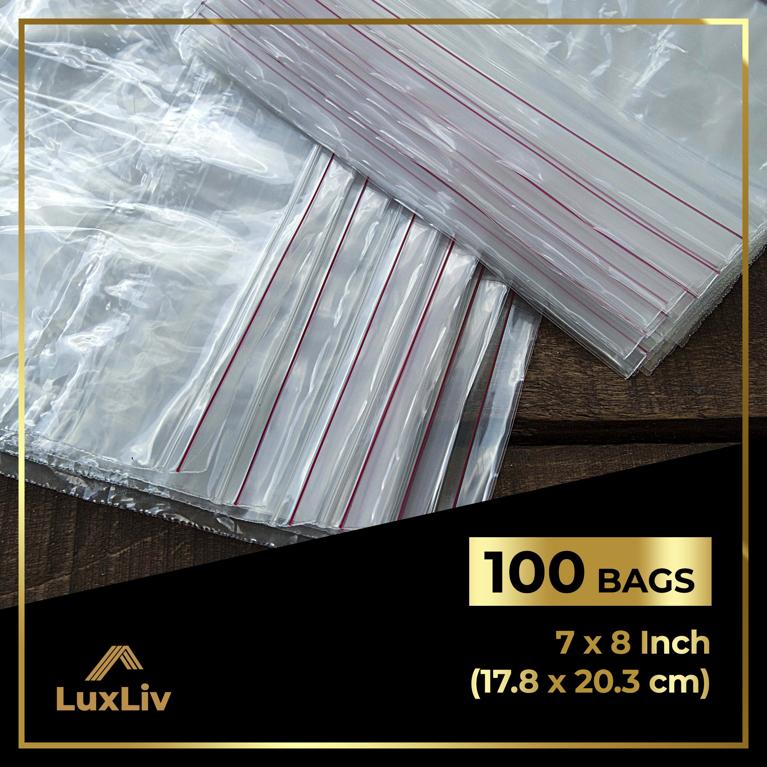 100-Pack LuxLiv® Premium Reusable Plastic Sandwich & Snack Bags - 7x8 Inch BPA-Free Freezer-Safe Food Storage Bags for Lunch, Meal Prep & Organization - Heavy Duty Ziplock Bags for Home, Office & Travel Use