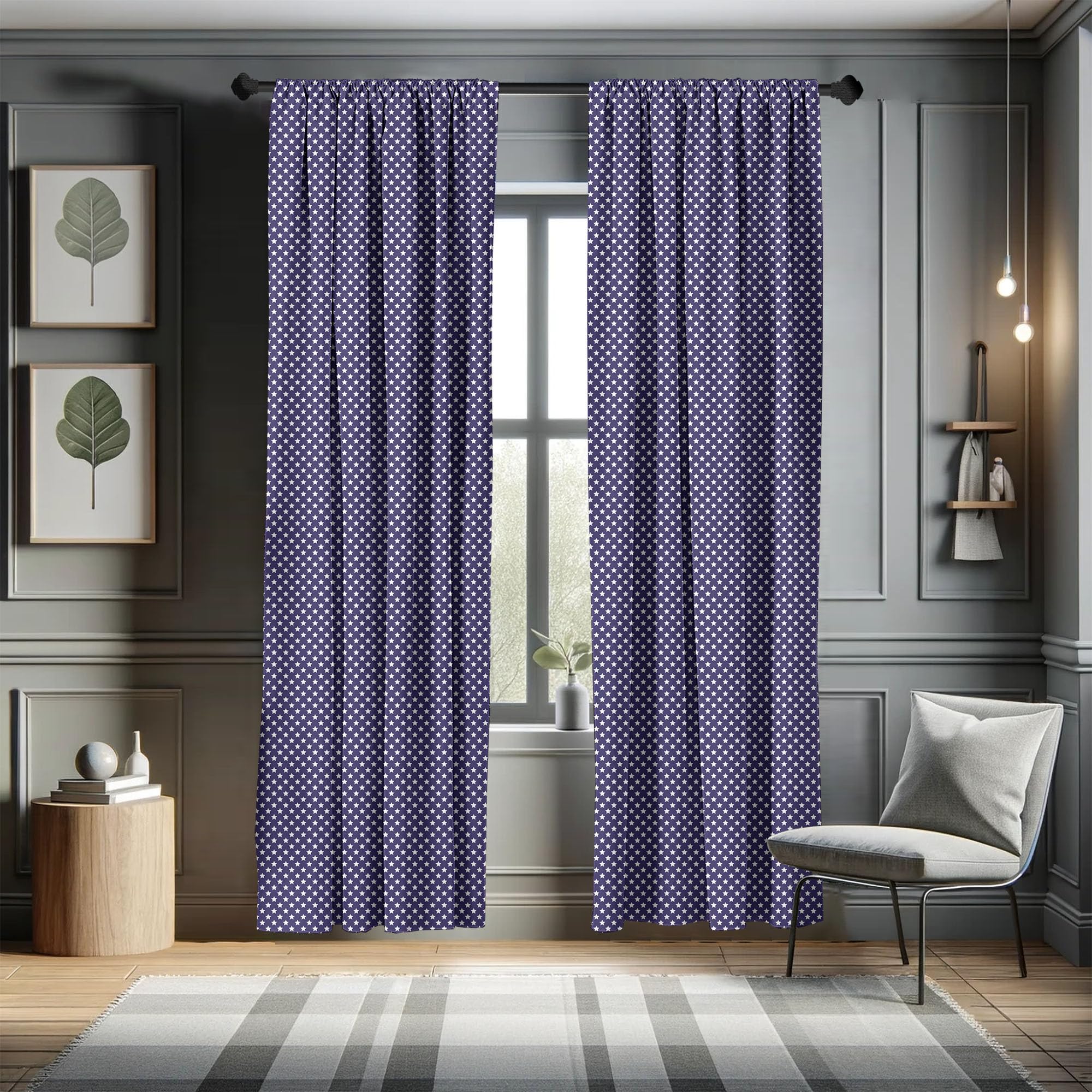 Ambesonne Navy Blue Star USA Flag Patriotic Curtains - 2 Panel Set (28