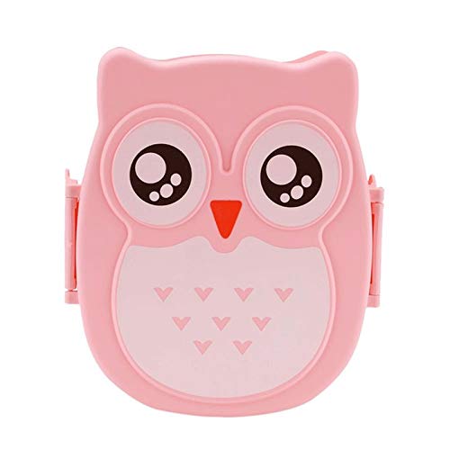 Portable Cute Cartoon Owl Lunch Box for Kids - Bento Food Container with Compartments, Leak-Proof Insulated Lunch Bag for School, Work & Picnics (Pink)